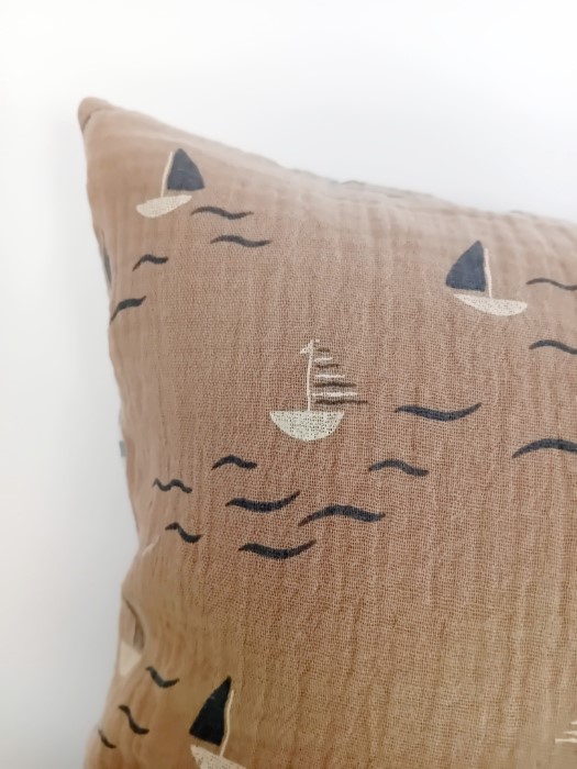 Poszewka muślin Martuli 40x40 ŻAGLÓWKI