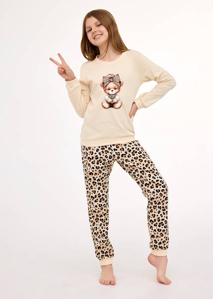 Piżama Cornette Girl Panther beż 104 d