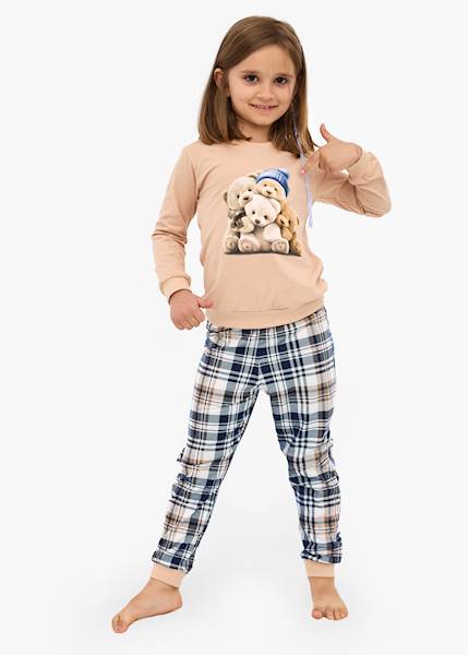 Piżama Cornette Girl Bears beż 152 d