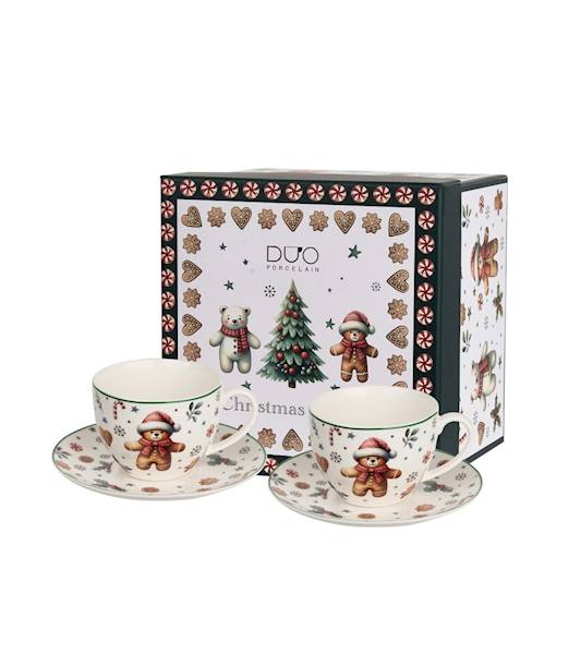 Filiżanka DUO ze spodkiem 2szt  Christmas Cuties