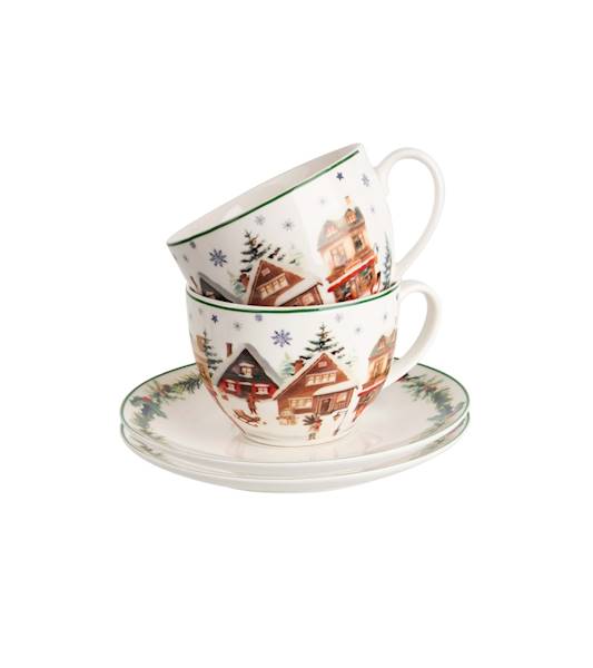 Filiżanka DUO ze spodkiem 270mlx2 Christmas Village