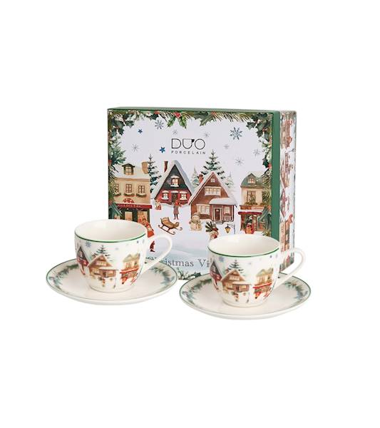 Filiżanka DUO ze spodkiem 2 szt Christmas Village