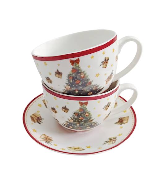 Filiżanka DUO ze spodkiem 270mlx2 Christmas Tree 3