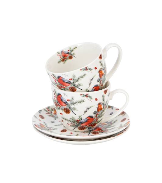 Filiżanka DUO ze spodkiem 270mlx2 Christmas Birds 1