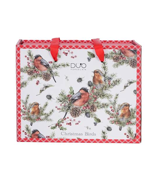Filiżanka DUO ze spodkiem 270mlx2 Christmas Birds 1