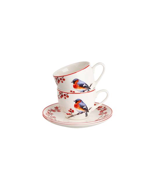 Filiżanka DUO ze spodkiem espresso 2x90ml Christmas Birds 3