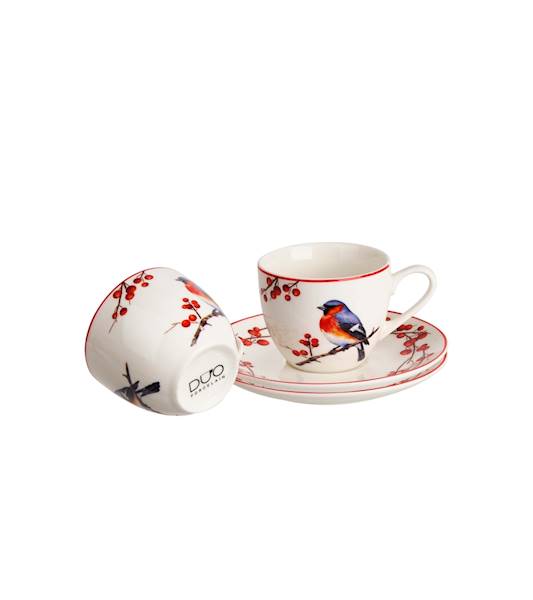 Filiżanka DUO ze spodkiem espresso 2x90ml Christmas Birds 3