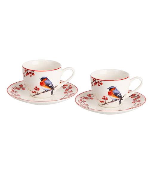 Filiżanka DUO ze spodkiem espresso 2x90ml Christmas Birds 3