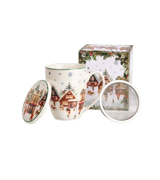 Kubek DUO 360ml z zaparzaczem Christmas Village