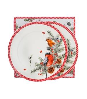 Talerz deserowy 2 szt fi 19cm Christmas Birds 1