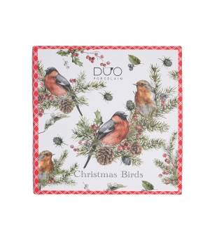 Talerz deserowy 2 szt fi 19cm Christmas Birds 1