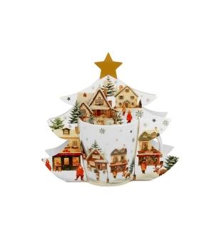 Kubek DUO 400ml w opakowaniu choinka Christmas Village