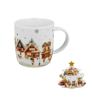 Kubek DUO 400ml w opakowaniu choinka Christmas Village