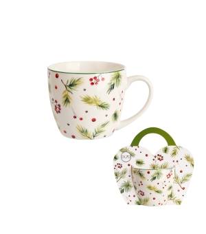 Kubek DUO 460 ml w koszyczku Christmas Leaves