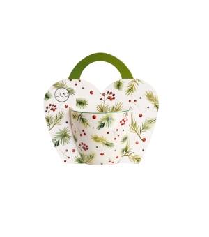 Kubek DUO 460 ml w koszyczku Christmas Leaves