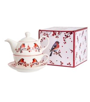 Filiżanka DUO z dzbankiem i spodkiem Christmas Birds 3