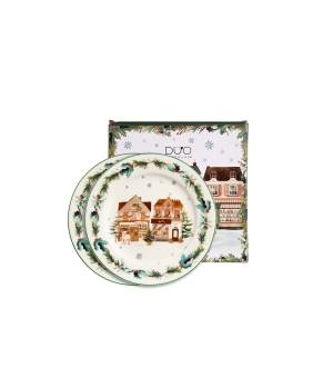 Talerz deserowy 2 szt fi 19cm Christmas City 2