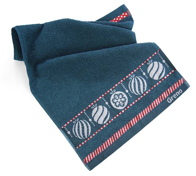Ręcznik Greno Xmas mess Bombki 30x50 zielony/turkusowy
