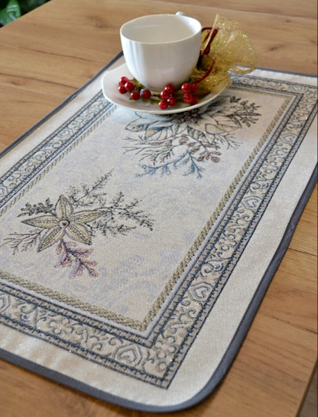 Obrus Gobelin BN Ponsetia srebrna 140x240