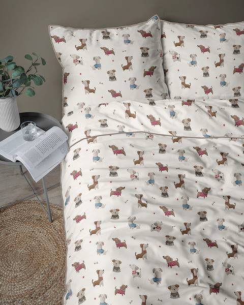 Pościel Martuli Perkal 160x200 Psia kraina czerwona