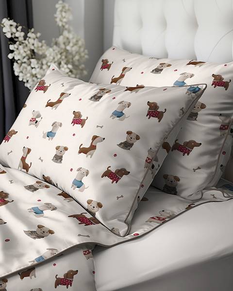 Poszewka Martuli Perkal 40x40 Psia kraina czerwona