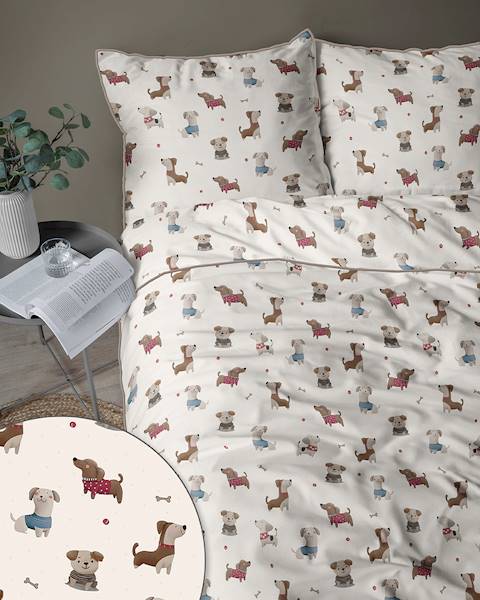 Poszewka Martuli Perkal 40x40 Psia kraina czerwona