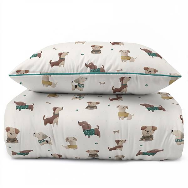 Poszewka Martuli Perkal 40x40 Psia kraina zielona