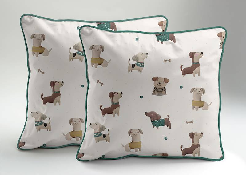 Poszewka Martuli Perkal 50x60 Psia kraina zielona