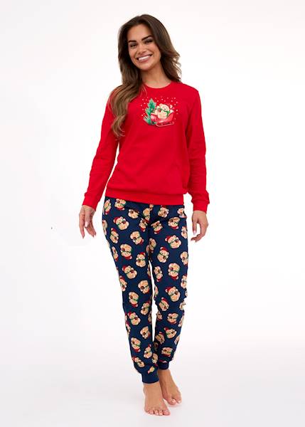 Piżama Cornette Damska Teddy czerwona XXL