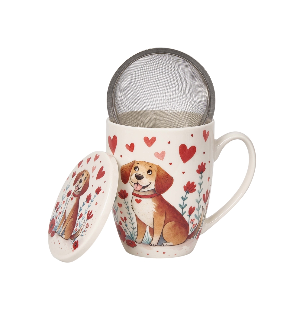 Kubek DUO 360ml z zaparzaczem PIES