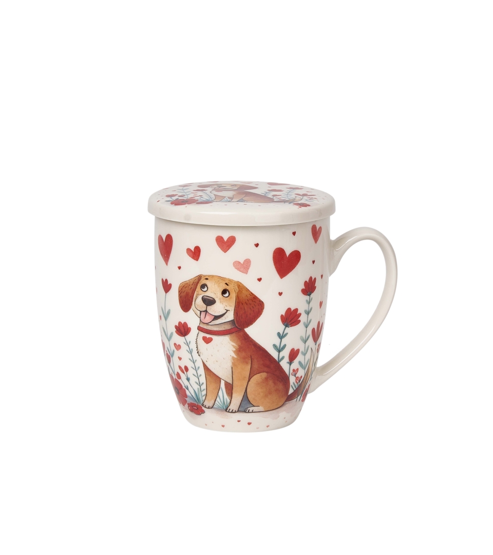 Kubek DUO 360ml z zaparzaczem PIES