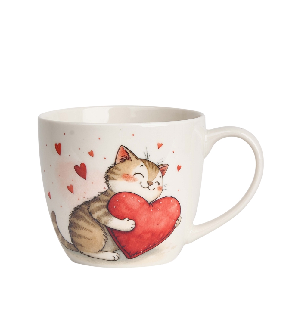 Kubek DUO 460 ml w koszyczku KOT Z ZABAWKĄ