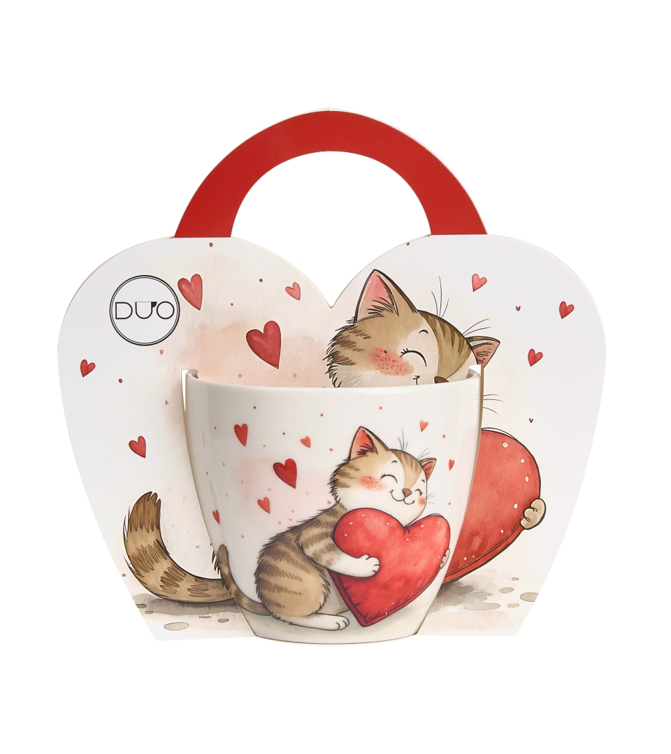 Kubek DUO 460 ml w koszyczku KOT Z ZABAWKĄ