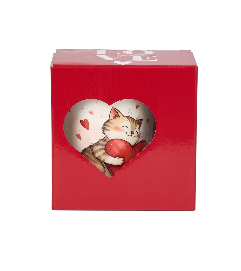 Kubek DUO 360ml z zaparzaczem KOT Z ZABAWKĄ