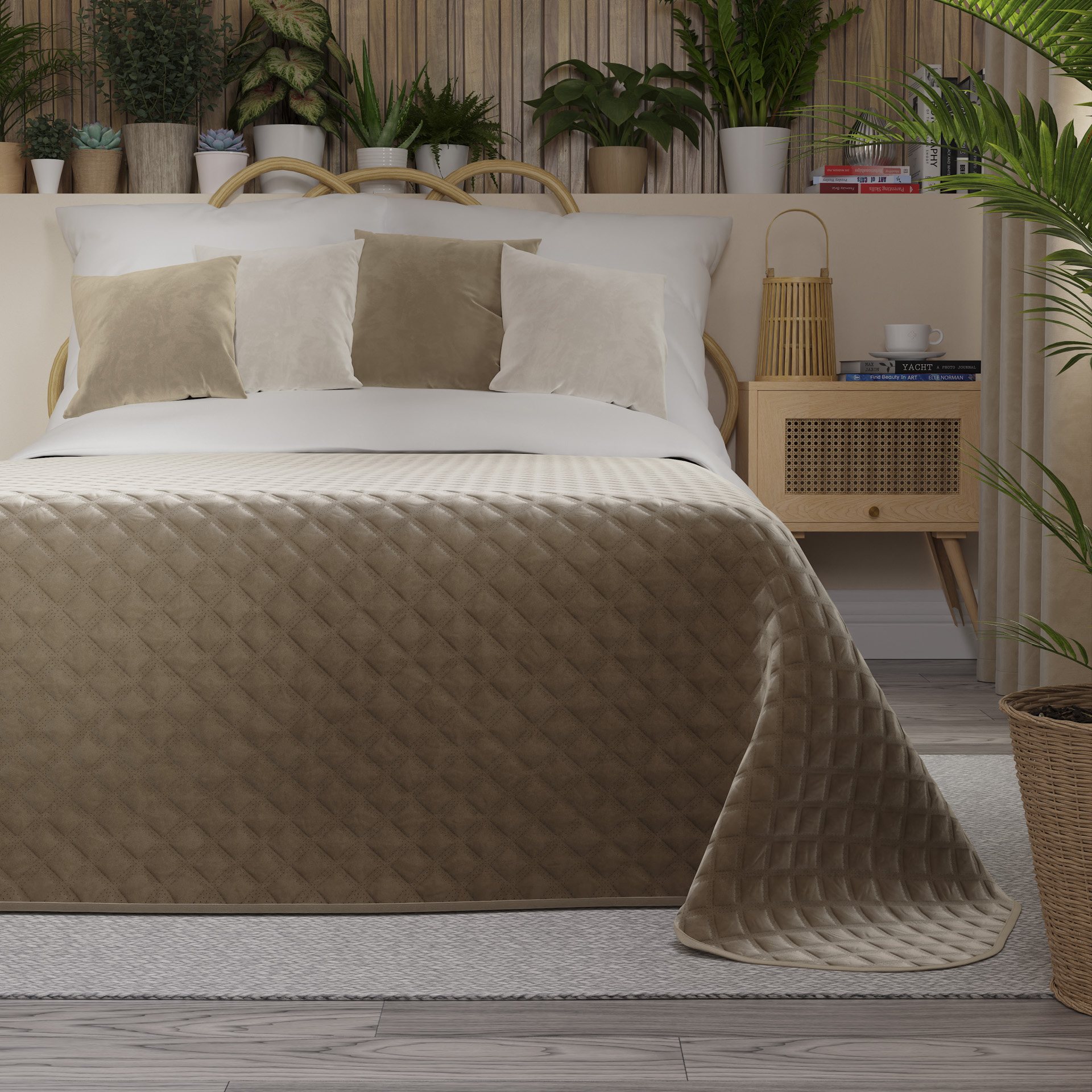 Narzuta Velvi 170x210 ciemny beżowy 