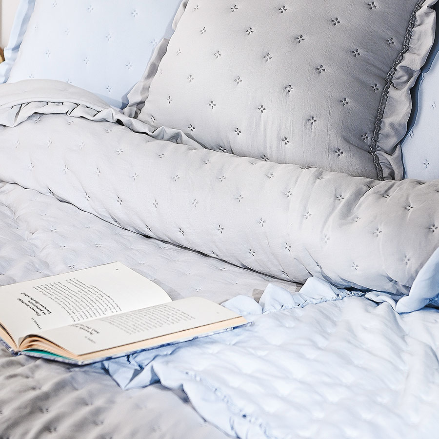 Narzuta Werona z falbanką 200x220 szary 