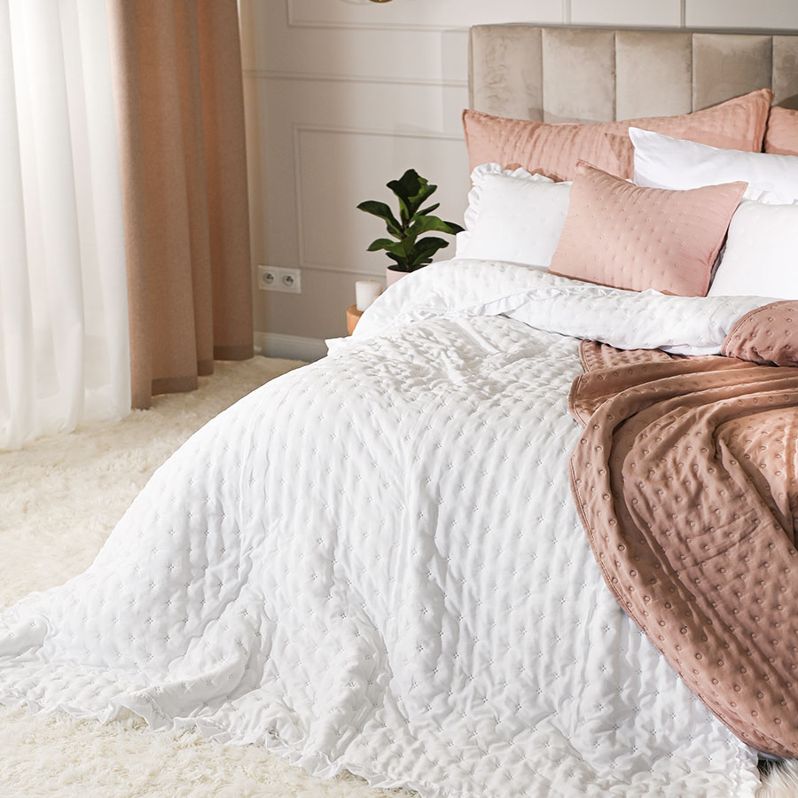 Narzuta Werona z falbanką 200x220 biały