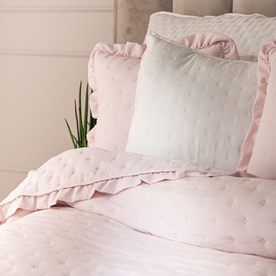 Narzuta Werona z falbanką 170x210 różowy
