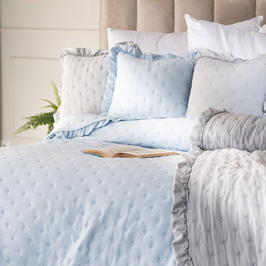 Narzuta Werona z falbanką 170x210 błękitny