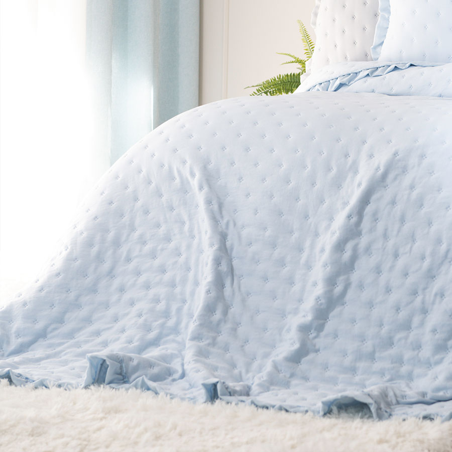 Narzuta Werona z falbanką 200x220 błękitny