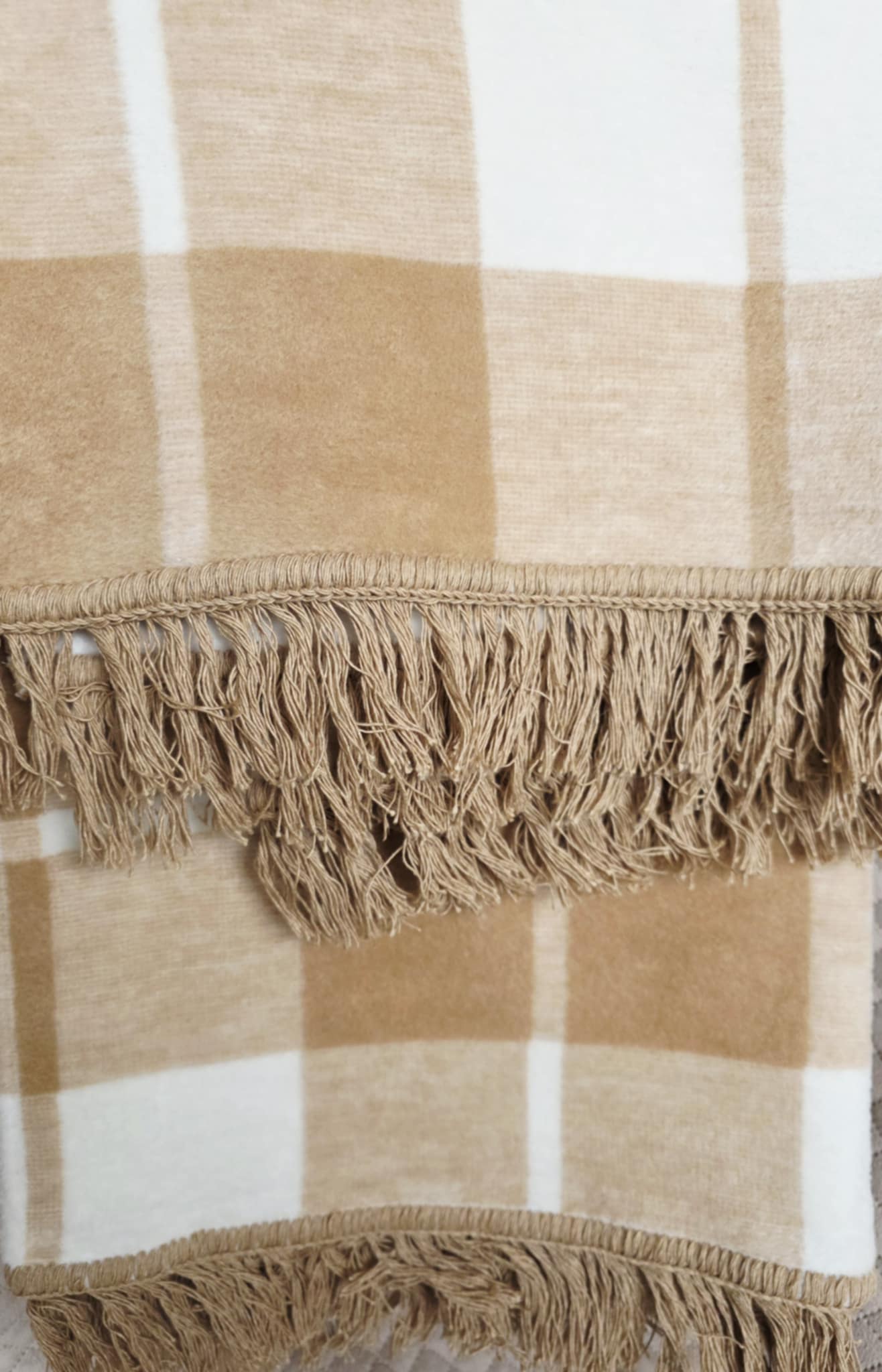 Koc bawełniany Cotton 150x200 Beżowa krata