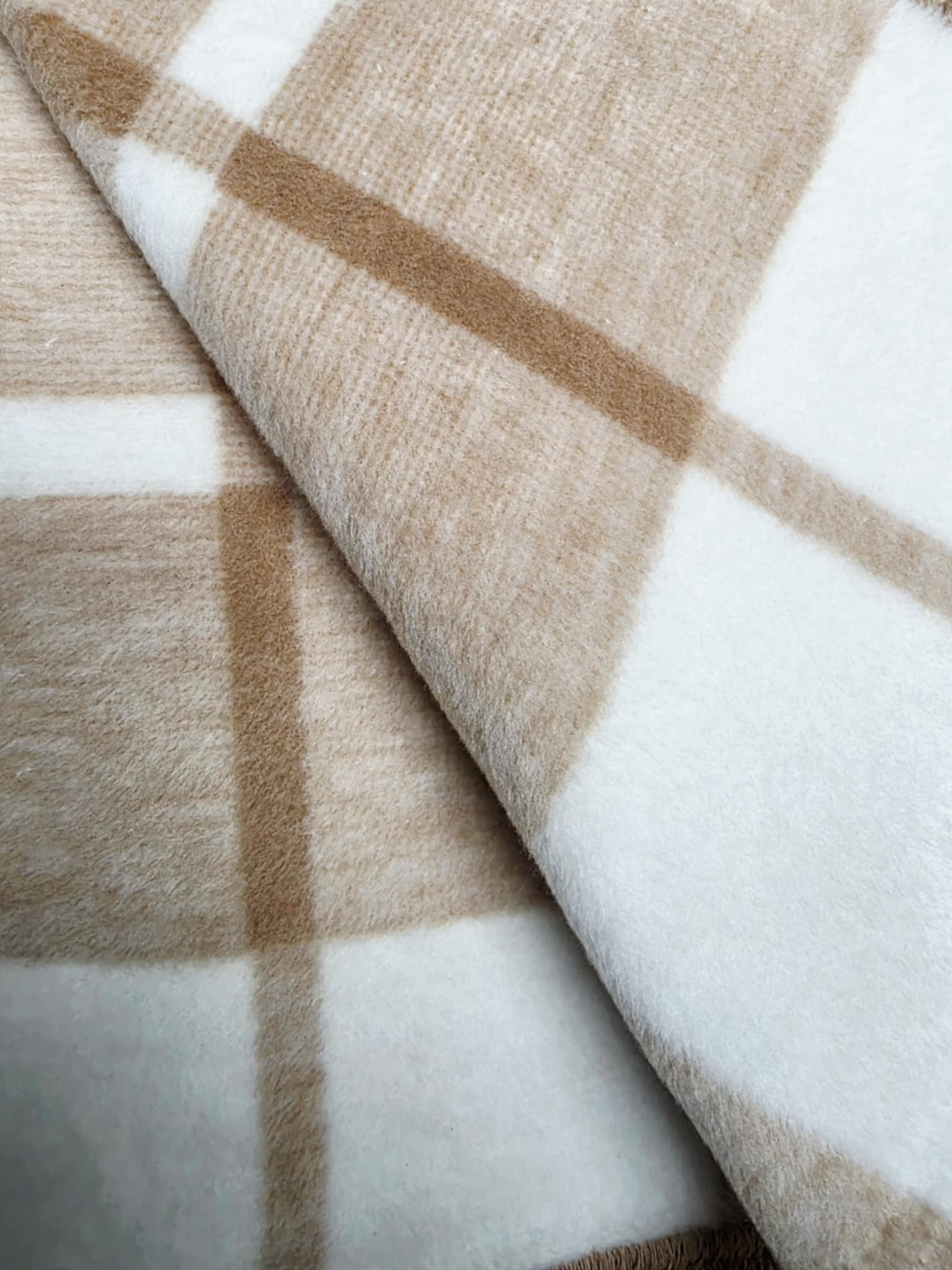 Koc bawełniany Cotton 150x200 Beżowa krata