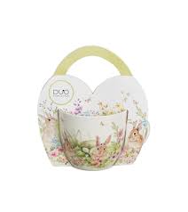 Kubek DUO 460ml w koszyczku WIOSENNA SIELANKA