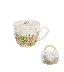 Kubek DUO 460ml w koszyczku WIOSENNA SIELANKA