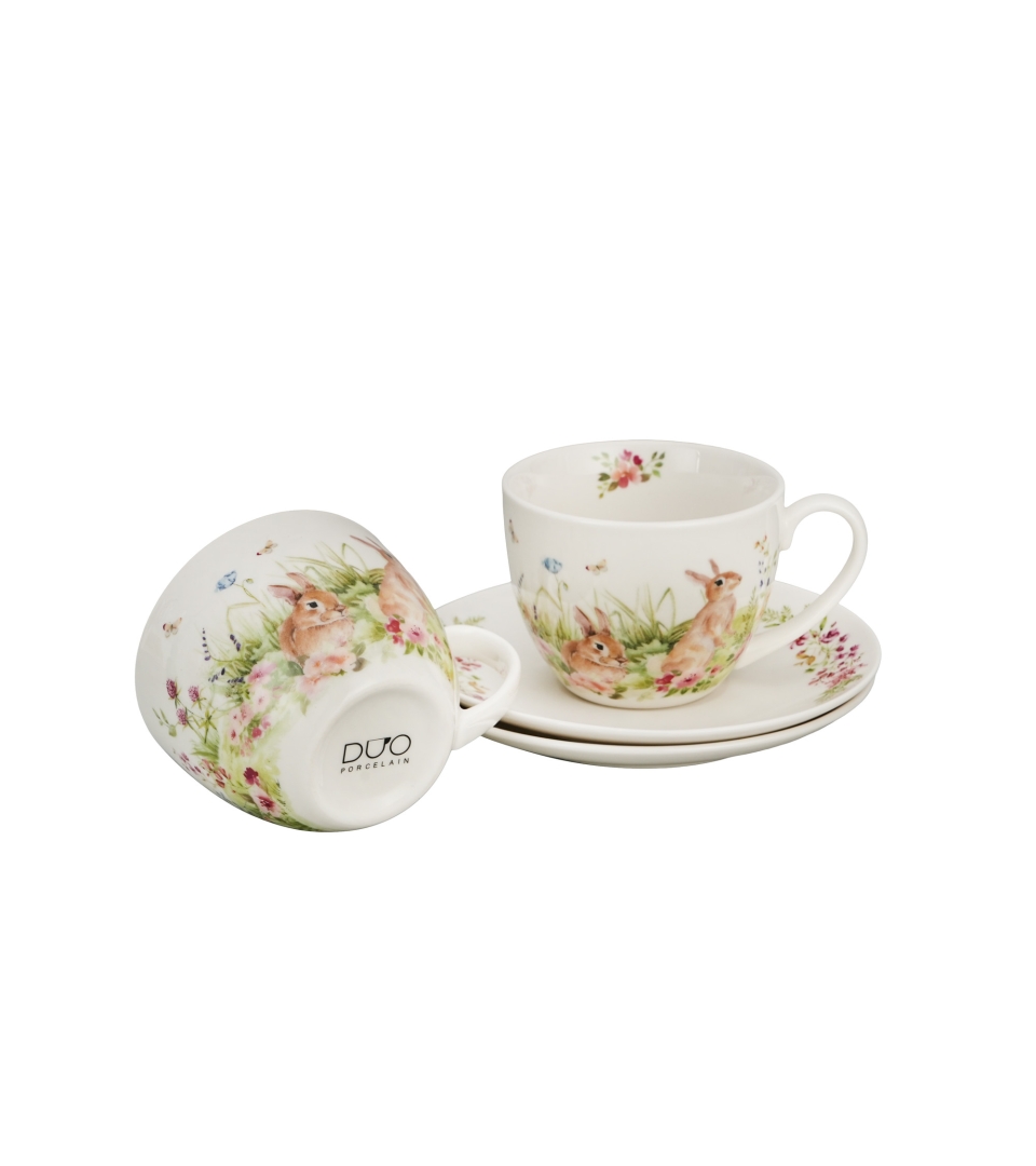 Filiżanki DUO ze spodkami 2x270ml WIOSENNA SIELANKA