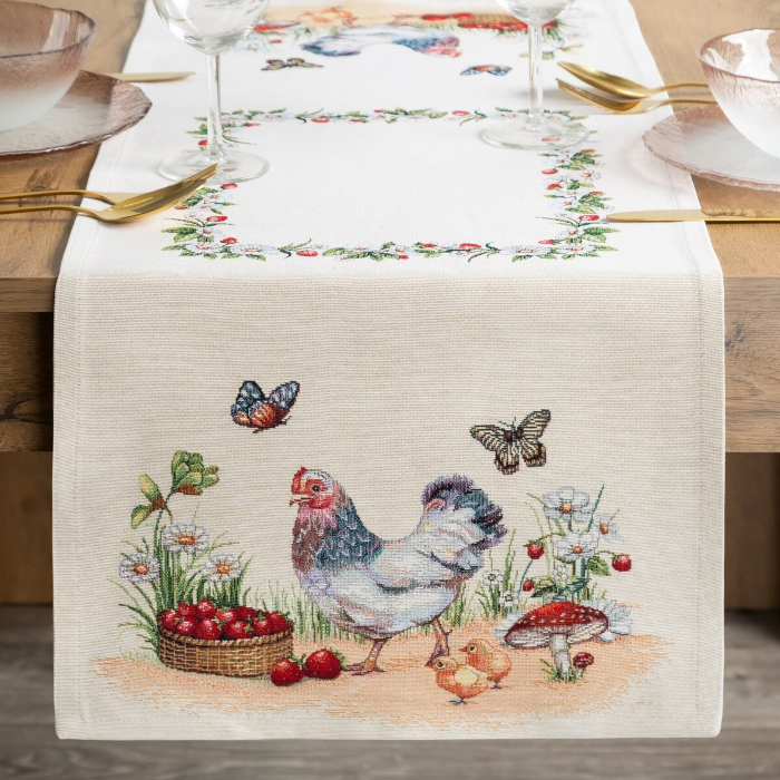 Poszewka Eurofirany Gobelin 1287 Kury 45x45