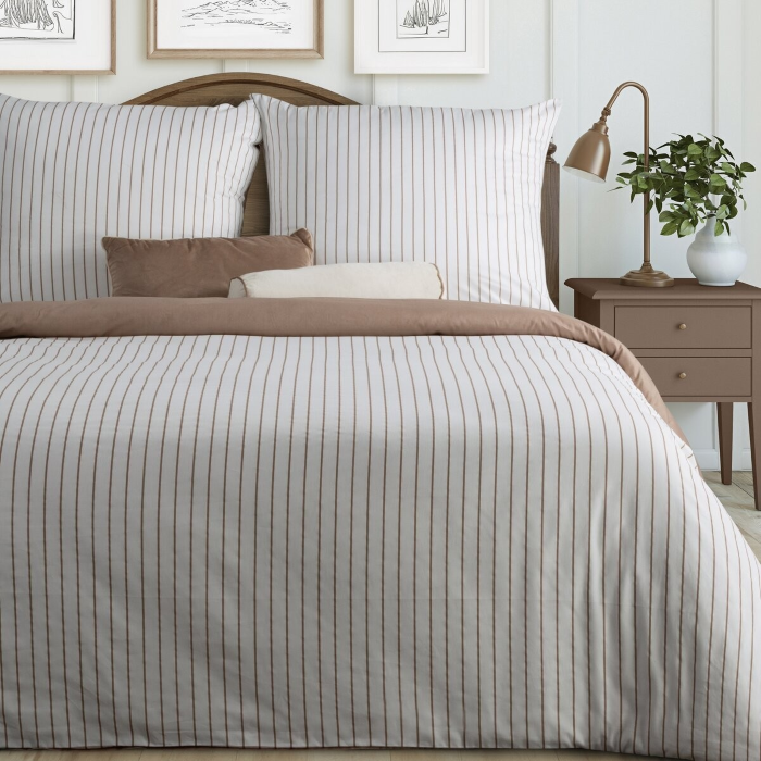 Pościel Eurofirany Classic Satin 160x200 Raya biało - beżowa