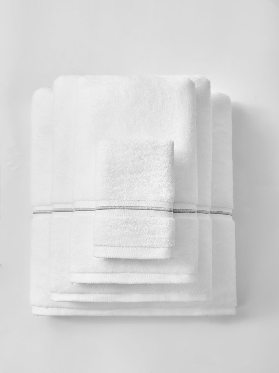 Ręcznik Libre 100x150 biały z szarym paskiem