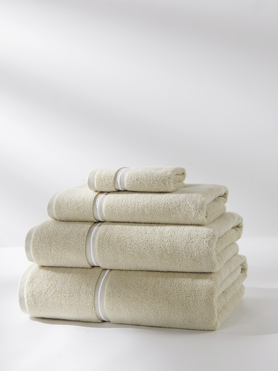 Ręcznik Libre beżowy z białym paskiem