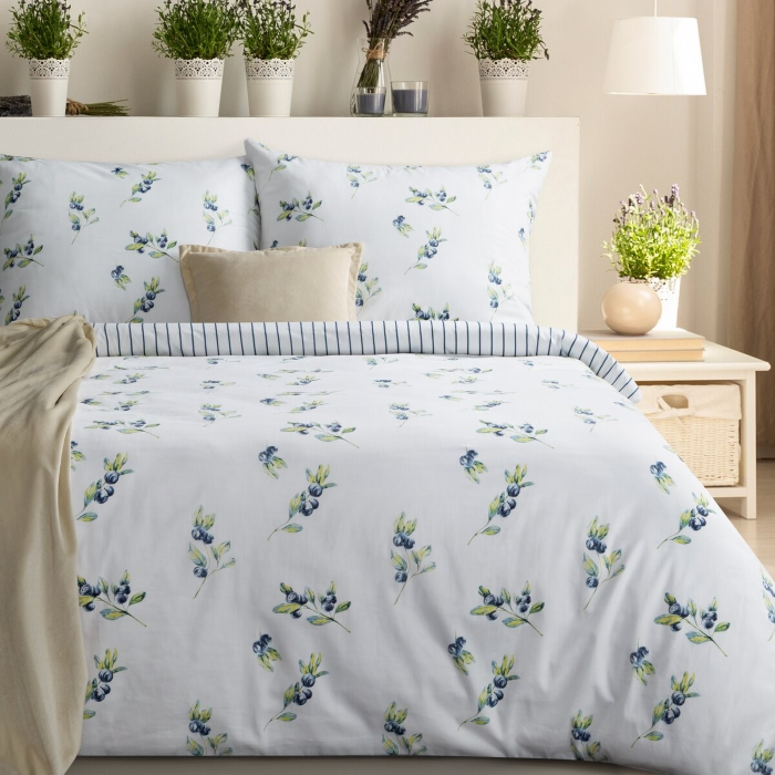 Pościel Eurofirany Classic Satin 160x200 Raya 4 granatowe borówki